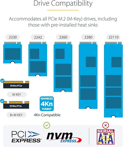 StarTech.com 1:1 M.2 NVMe Drive Duplicator, 90GBpm Standalone M.2 SSD Cloner/Copier, USB-C 3.2 20Gbps M.2 Dual-Bay Drive Dock