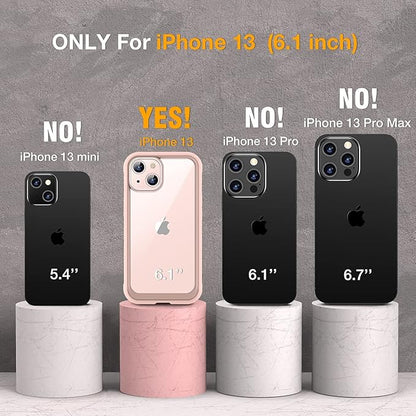 Miracase Compatible with iPhone 13 case 6.1 inch, [Glass Instead Plastic] with Built-in 9H Tempered Glass Screen Protector for iPhone 13,2023 Upgrade Full-Body Glass Clear Case,Crystal Pink