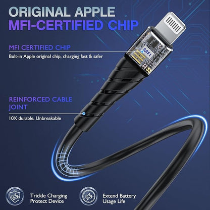 OIITH MFi Certified for iPhone Charger Cable 3 Pack 10 Ft, Extra Long for Lightning Charging Cord, Fast 2.4A for iPhone USB Cord Compatible with iPhone12/11/XS/Max/XR/X/8/8P/7P/6/iPad - Purple