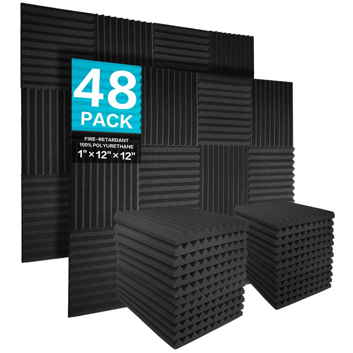 JBER 24 Pack Acoustic Panels Studio Foam Wedges Soundproof Padding
