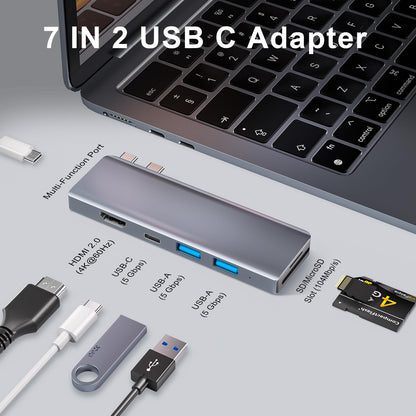 USB C Hub, 7 in 2 USB C Adapter Thunderbolt 4 HDMI MacBook Air Pro M1-M4