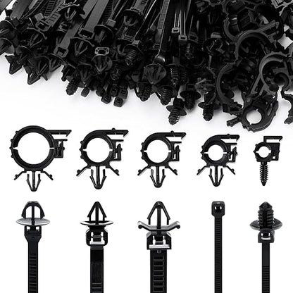 150 pcs Car Wire Loom Routing Clips Push Mount Cable Tie Assortment 10 Sizes Car Harness Routing Clips Universal Wiring Harness Replacement Parts for Automotive