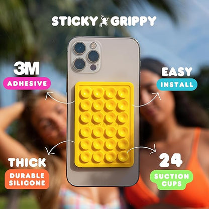 Suction Phone Case Mount, Sillicon Adhesive Phone Accessory for iPhone and Android, Hands-Free Fidget Toy Mirror Shower Phone Holder, Tiktok Videos and Selfies (Black)