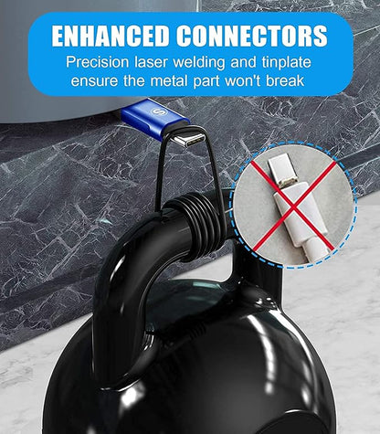 sweguard USB Type C Charger Cable [3-Pack,10ft+6.6ft+3.3ft] iPhone 15 Charger Nylon Braided Cord for iPhone 15 Pro Max Samsung Galaxy S23 S22 S21 S20 S10 Note 20 10 Flip A53 A54 Pixel LG Moto PS5-Blue