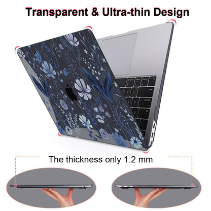 LCMOCICO for 2018 2019 2020 2021 MacBook Air 13 Inch Case M1 A2337 A2179 A1932, Pattern Plastic Hard Shell Case Cover for MacBook Air 13.3 M1 with Retina Display & Touch ID, Wild Flowers Black
