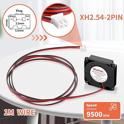 Wathai DC 4010 Blower Fan 24V Duall Ball High Speed with 1000mm/ 3.3 ft Wires 40mm x 10mm 24 Volt DC Brushless Radial Turbo Fans for Ender 3 Fan Upgrade Extruder Hot End Cooling 2 Pack