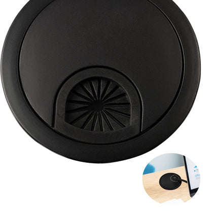 aoozleny Desk Grommet for Wire Organizer,PC Computer Desk Plastic Grommet Cord, Tidy Cable Hole Cover Organizers,2 Pack (53mm, Black)