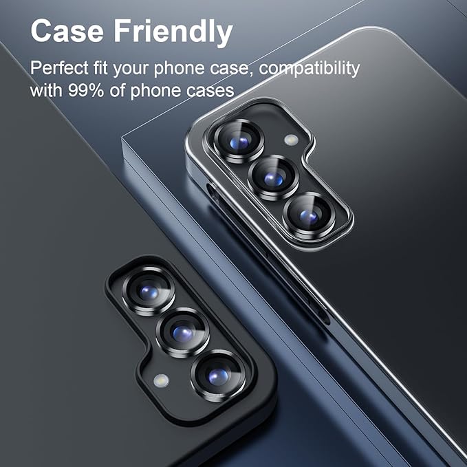 Korecase for Galaxy S25 Ultra Camera Lens Protector,9H Tempered Metal Glass Anti Scrach Rear Camera Screen Protector, Shockproof Metal Ring Lens Protection for Samsung Galaxy S25 Ultra，Black