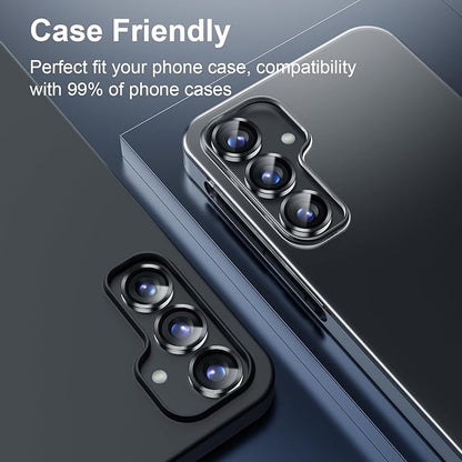 Korecase for Galaxy S25 Ultra Camera Lens Protector,9H Tempered Metal Glass Anti Scrach Rear Camera Screen Protector, Shockproof Metal Ring Lens Protection for Samsung Galaxy S25 Ultra，Black