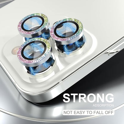 Choiche [3+1 for iPhone 14 Pro/iPhone 14 Pro Max Camera Lens Protector Bling, 9H Tempered Glass Camera Cover Screen Protector Metal Ring Decoration Accessories (Glitter-Colorful)