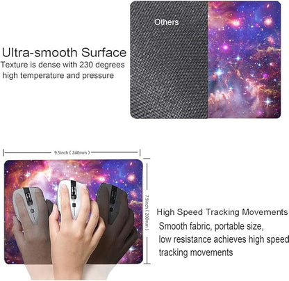 Bright Star Galaxy Mouse Pad - Space Gaming Mat, Non-Slip Waterproof Square, 9.5x7.9x0.12 Inch