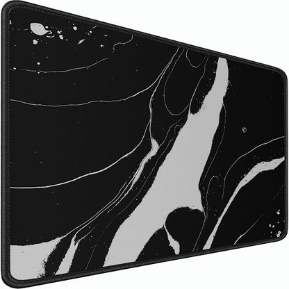Large Mouse Pad, 31.5x15.7 inch Large Extended Computer Keyboard Mouse Mat, Water Resist Non-Slip Mousepad Rubber Base Long XXL Desk Mouse Pad for Work & Gaming, Office & Home, Black White