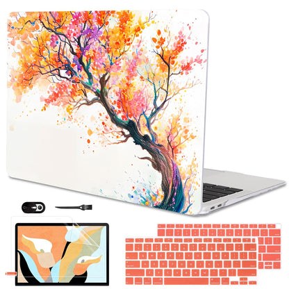LCMOCICO Compatible with MacBook Air 13 inch Case M1 A2337 A2179 A1932 2021 2020 2019 2018 Release with Retina Display & Touch ID, Crystal Pattern Plastic Hard Shell Case Cover, Phoenix Tree Flowers