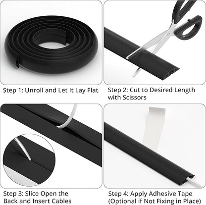 ZhiYo 10ft Cord Covers for Wires on Floor, Cord Hider Floor Hide Extension Cords, Soft PVC Cable Cover Cable Protector, Cable Cavity W0.62in, H0.31in, Gray Oak Wood