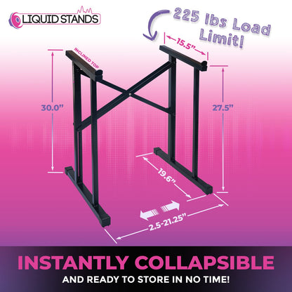 Liquid Stands Portable Audio Mixer Stand - Angled Foldable & Adjustable Studio Music Mixer Synth, MPC Stand For Drum Machines, DJ Turntables, Audio Rack Music Equipment & More