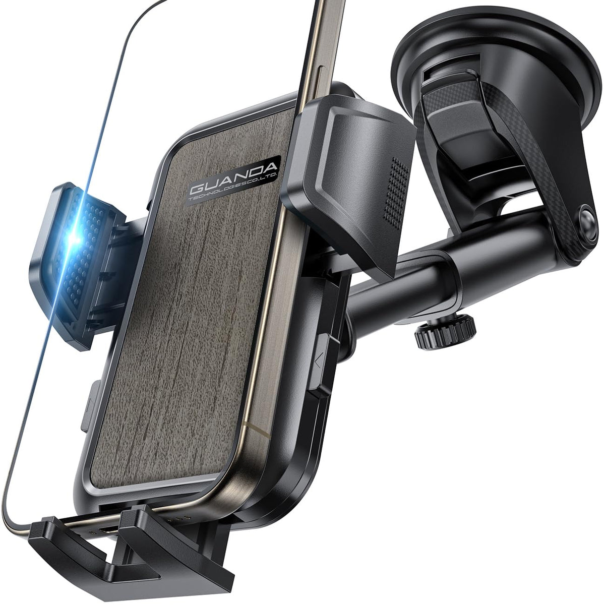 Air Vent Car Phone Holder, Adjustable Wide Clamp, Metal Hook, Anti-Shake