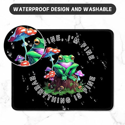 ITNRSIIET Mouse Pad with Stitched Edge Premium Textured Smooth Precise Operation Waterproof Washable Non-Slip Rubber Base Desktop Protection Mat, 10.2×8.3×0.12 inches, Lonely Frog