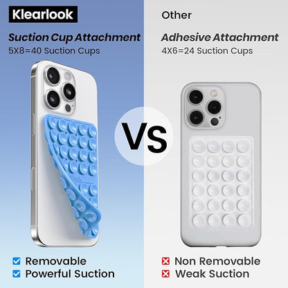 Klearlook Silicone Suction Cup Phone Case Mount Double Sided, Silicon Sticky Phone Grip with Higher Suction for Cell Phone, Hands-Free Phone Accessories Holder for Selfies and Videos, Navy Blue