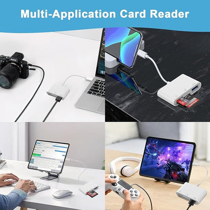 SD Card Reader USB C, USBC to Micro SD Memory Card Adapter Dual Slots with USB 2.0 Camera Adapter for Digital Camera, iPhone 15/16/17, iPad, Mac, MacBook Pro/Air, Android, Laptop