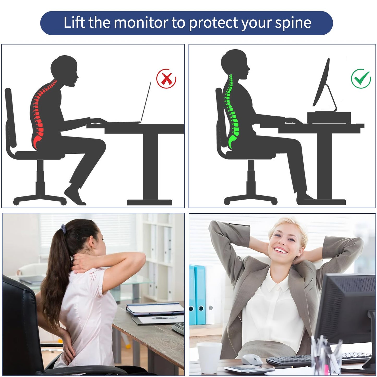 AUPSEN Computer Monitor Stands Riser，2-Tier Desk Organizers and Accessories, Office Desk Accessories Organizer with Drawers and 2 Pen Holder for Office Supplies (Pink)