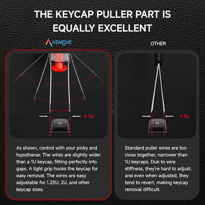 KEMOVE P10 2-in-1 Switch Puller Keycap Puller for Mechanical Keyboard, 304 Stainless Steel Key Switch Keycap Puller, Easily Remove and Replace Gaming Keyboard Switches and keycaps - Black Translucent