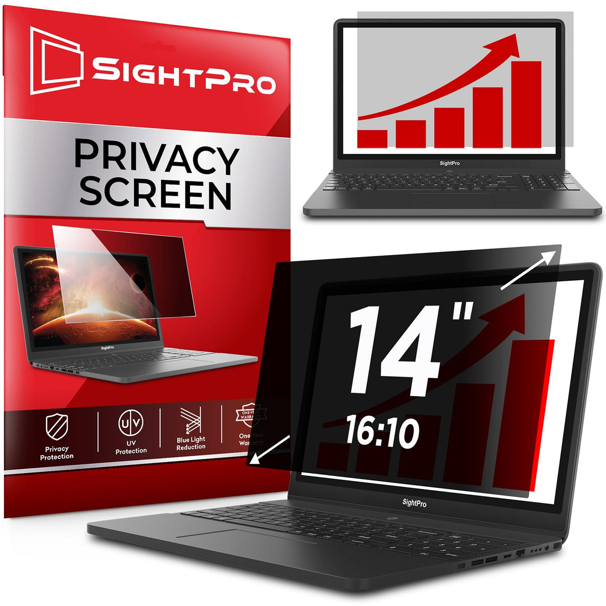 SightPro 22 Inch 16:10 Computer Privacy Screen Filter for Monitor - Privacy Shield and Anti-Glare Protector