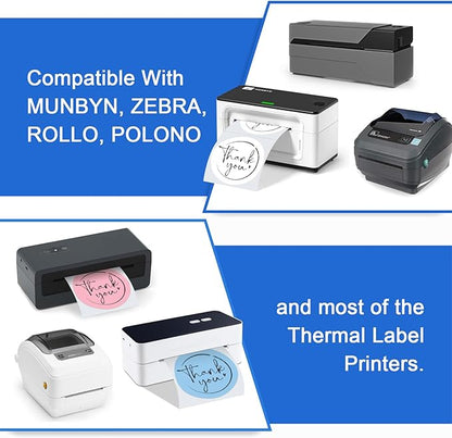 6 Rolls 2" Color Circle Direct Thermal Stickers Labels, Self-Adhesive Round Thermal Labels Printer Stickers for Business, DIY, Code, Name Tag, Envelope Seal