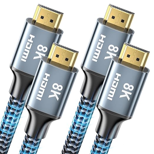 8K HDMI Cable 3 ft 2Pack, 48Gbps High Speed HDMI 2.1 Cable, Braided HDMI Cable 2.1 8K 60Hz 4K 120Hz Support for HDR eARC HDCP 2.2/2.3, HDMI Cord Compatible with HDTV, Laptop, Monitor, PC