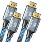 8K HDMI Cable 3 ft 2Pack, 48Gbps High Speed HDMI 2.1 Cable, Braided HDMI Cable 2.1 8K 60Hz 4K 120Hz Support for HDR eARC HDCP 2.2/2.3, HDMI Cord Compatible with HDTV, Laptop, Monitor, PC