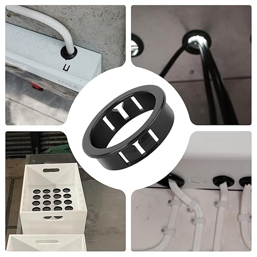 20PCS 1-1/2" Black Cable Snap Bushing Grommet, Snap in Cord Bushing Protect Cables