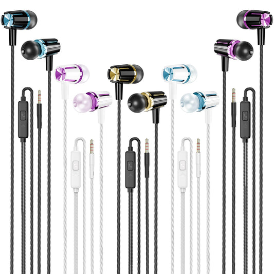 Rayleigh Wired Earbuds (5-Pack) with Microphone and Heavy Bass Stereo 3.5mm