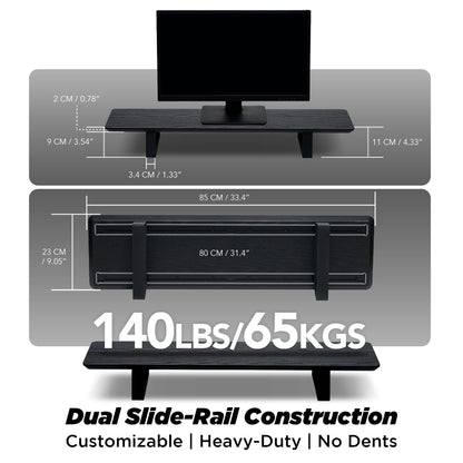 ULTRARM Moodular Wooden Monitor Stand Desk Organizer, Standard 33.4" Black