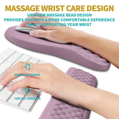 Hokafenle 2 in 1 Ergonomic Mouse Pad Wrist Support & Wrist Rest for Computer Keyboard Set, with Relieve Carpal Tunnel Pain Massage Bulge and Full Memory Gel Design (2In1 Set, Purple)