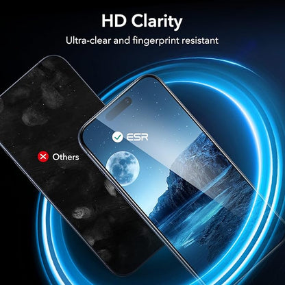 ESR 3 Pack for iPhone 15 Pro Screen Protector, [9H Hardness] [Military Grade Shatterproof] Full Coverage Tempered Glass Film with Easy Installation Tool