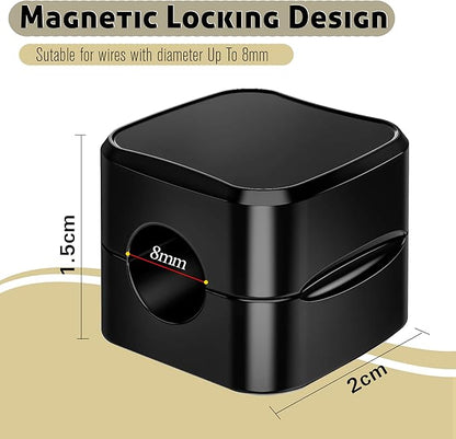 SaiTech IT Pack of 8 Magnetic Cable Clips, Cord Organizer Holder, for Desk Cable Management, Adhesive Wire Keeper for Car, Office Home Desktop, Wall, Night Table-Black