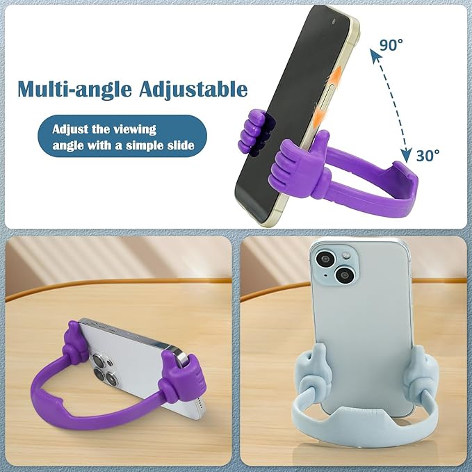 Honsky Thumbs up Cell Phone Stand,Stocking Stuffers Idea,Ok Stand Tablet Stand Cradle for Desk,Smartphone Cellphone Mobile Phone Tablets - Universal Adjustable Flexible - Light Purple
