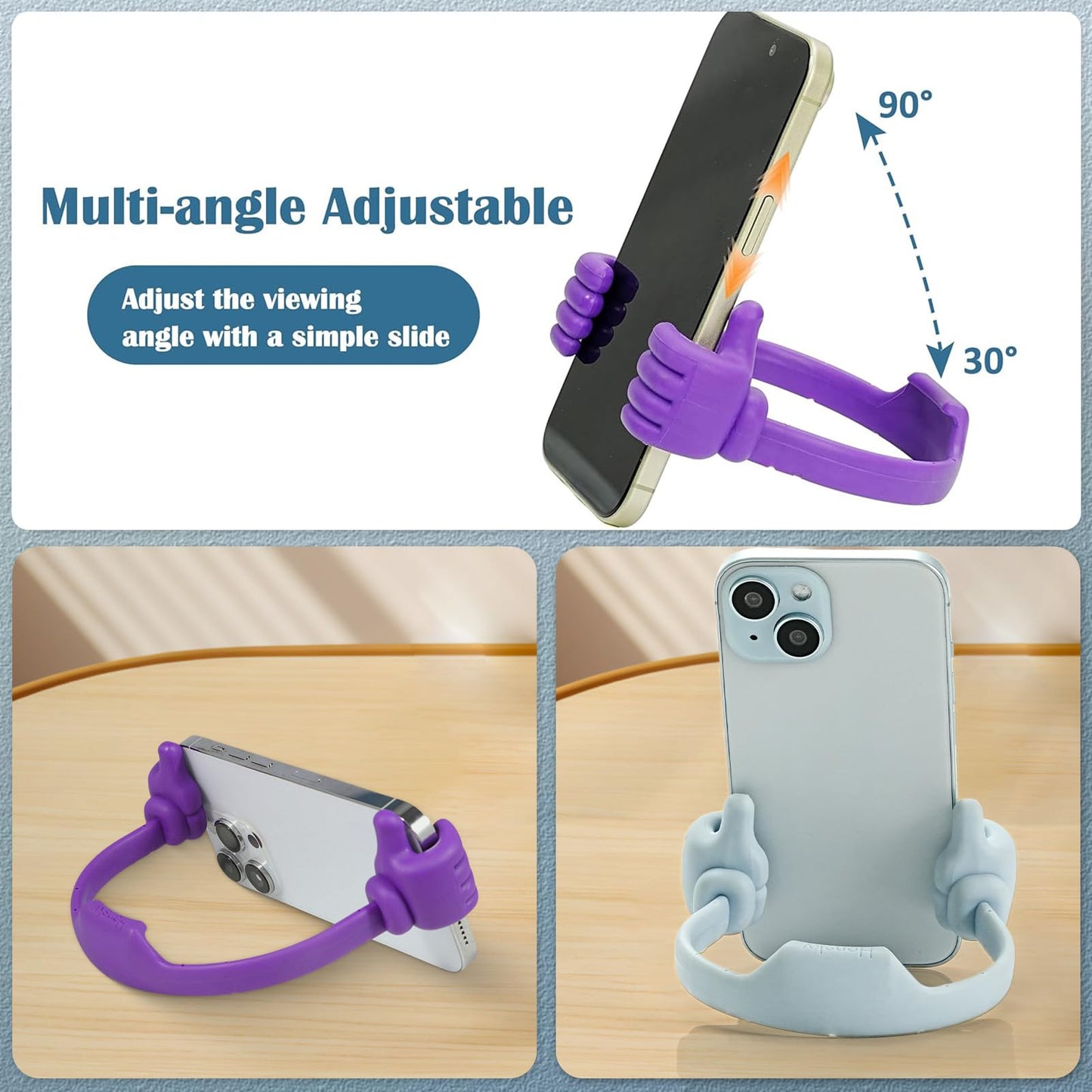 Honsky Cell Phone Stand Holder, Thumbs Up Lazy Phone Stand, Universal Adjustable Flexible, Cute Perfect Valentine's Day Gifts for Him/Her,Gifts for Couples, Compatible with Cell Phones,Flag Blue