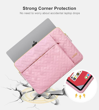 Lacdo Laptop Sleeve Case for 14 inch New MacBook Pro M4/M3/M2/M1 Chips Pro Max A3112 A3401 A3185 A2918 A2992 A2779 A2442 2024-2021, 13.8 inch Surface Laptop 7th Copilot+PC Computer Bag, Sakura Pink