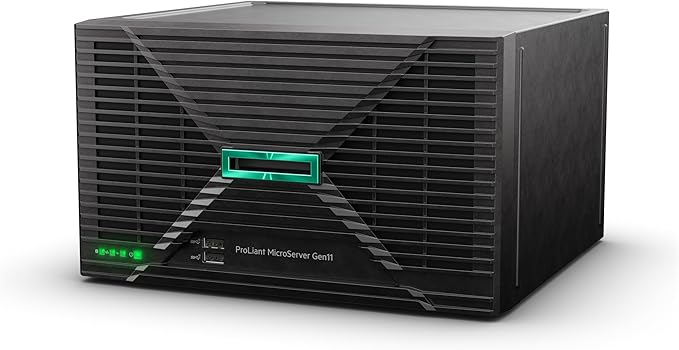 Hewlett Packard Enterprise ProLiant MicroServer Gen11 Tower Server, Intel Xeon E-2414 Processor, 16GB Memory, External 180W US Power Supply (HPE Smart Choice P78521-005)