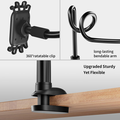 Arctiiro Gooseneck Kindle Holder for Reading in Bed - [Case-Friendly] Phone Holder for Bed, Kindle Paperwhite Stand Accessories, Overhead Cell Phone Clamp Mount for Desk, for Tablets 4-10 inches