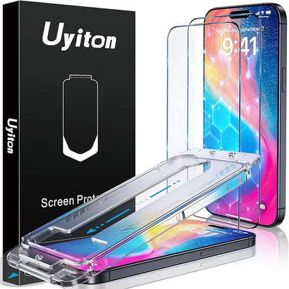 Uyiton UnBreak-Glass for iPhone 15 Pro Max Screen Protector, [Easy to Install] Full Coverage Case Friendly Scratch Resistance Bubble-Free 9H Tempered Glass Screen Protector 15 Pro Max(6.7''), 2 Pack