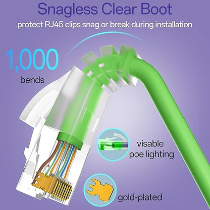 Cat6a Patch Cables 1ft (24 Pack) Slim, Cat6 Ethernet Patch Cable Pure Copper, Flexible Cat 6 Patch Cable 550MHZ 10G, Space-Saving Cat 6A Network Cables for Patch Panel, Green