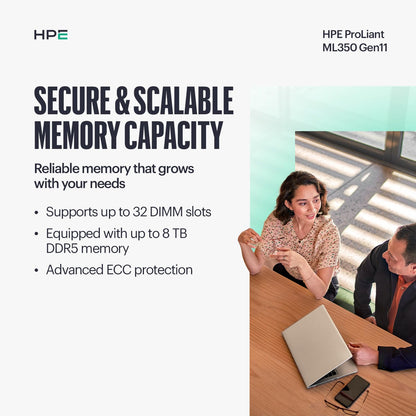 Hewlett Packard Enterprise ProLiant ML350 Gen11 Tower Server (P83320-005), Xeon Silver 4516Y+ 24-Core, 64GB DDR5, 8SFF, 2×960GB SSD, MR408i-o RAID, Dual 800W PSU