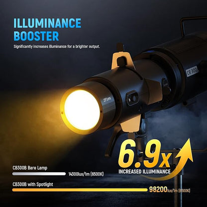 NEEWER LS-300 Spotlight Optical Snoot for 300W Bowens Mount LED Video Lights with 16x GOBO 19° Projection Lens 98% Light Transmittance Geometric Shaper for Creative Photography & Enhanced Illuminance