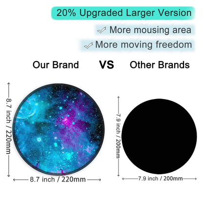 ITNRSIIET Round Mouse Pad with Stitched Edge Premium-Textured Waterproof Non-Slip Rubber Base Desktop Protection Mat Diameter 8.7 inches, Nebula Galaxy