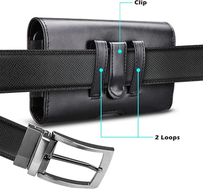 Phone Holster for iPhone 16 15 14 Pro Max 13 12 11 XR X XS SE 8 Plus 7 Plus 6s 6 Nylon Cell Phone Pouch Belt Holder Carrying Case with Belt Clip Loops,Black