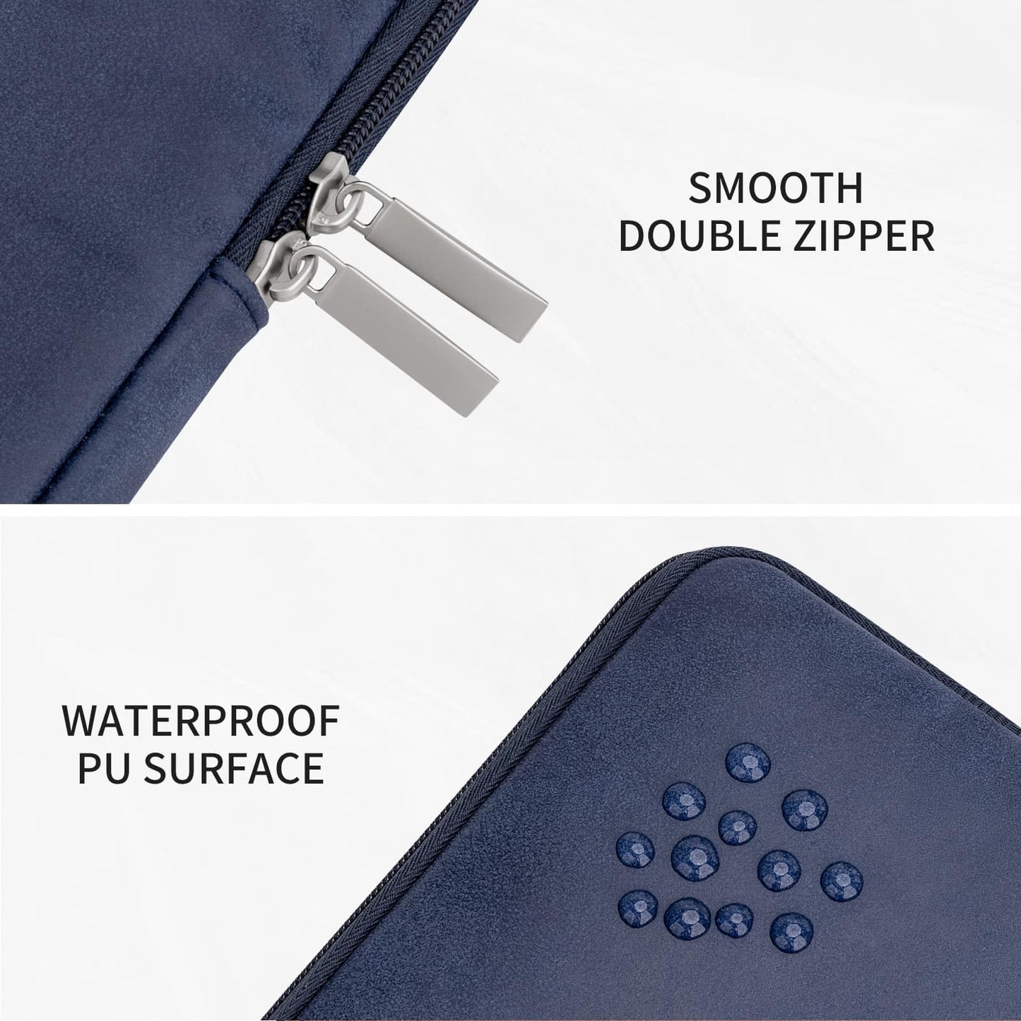 RAINYEAR 13 Inch Laptop Sleeve PU Suede Leather Case Padded Bag, Deep Blue