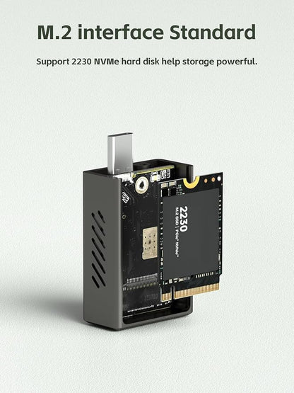 Hagibis 2230 M.2 NVMe SSD Enclosure with Cooling Fan for iPhone 16 15 Pro Max ProRes, USB 3.2 Gen 2 10Gbps to NVMe PCI-E External M.2 SSD Case for MacBook Laptop iPad Android