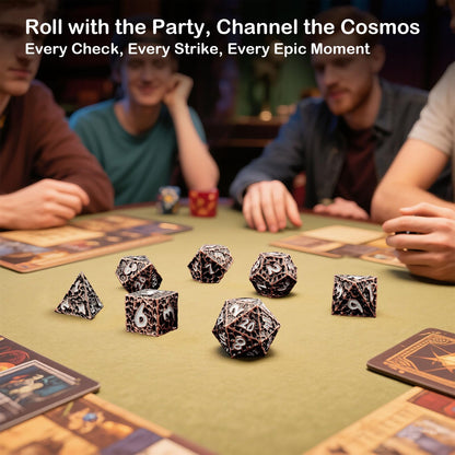 Haxtec Metal DND Dice Set, 7 Pcs Meteorite Texture Polyhedral Dice for RPG