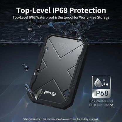 500GB Portable SSD, Up to 2050MB/s, USB 3.2 Gen2 USB-C, IP68 Water & Dust Resistant, Shockproof, External Solid State Drive for Smart TV, Cameras, iPhone 16/15, Windows, Mac and Other Devices (FP90)